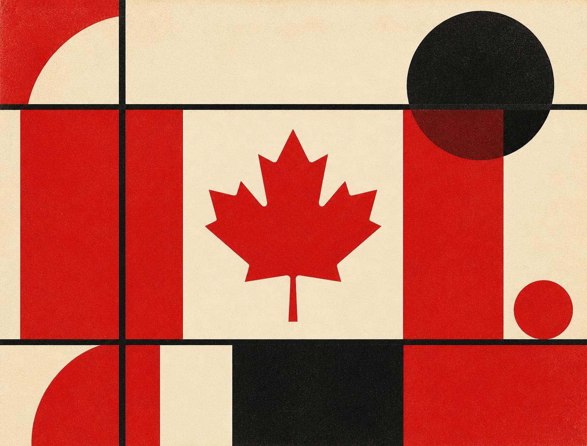 Bauhaus-style geometric illustration of the Canadian flag